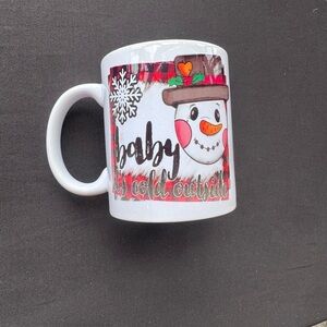 Festive Snowman Holiday Mug - White and Red 11oz